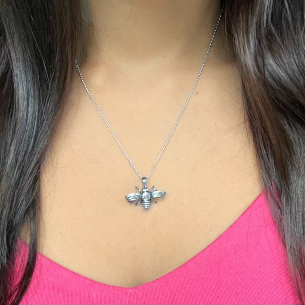 Sterling Silver Bee Pendant Necklace